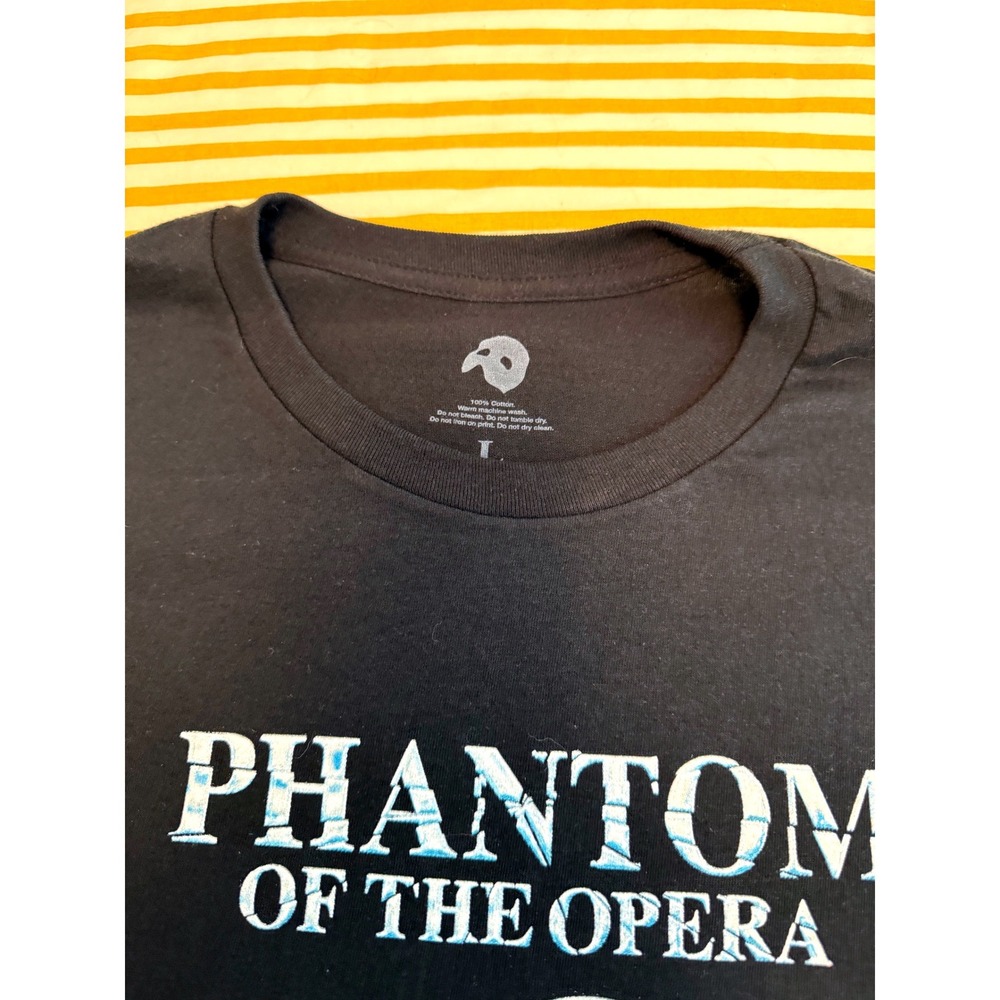 Phantom of the Opera Broadway Musical T-Shirt Black Mask Rose Graphic Mens L - Picture 6 of 7